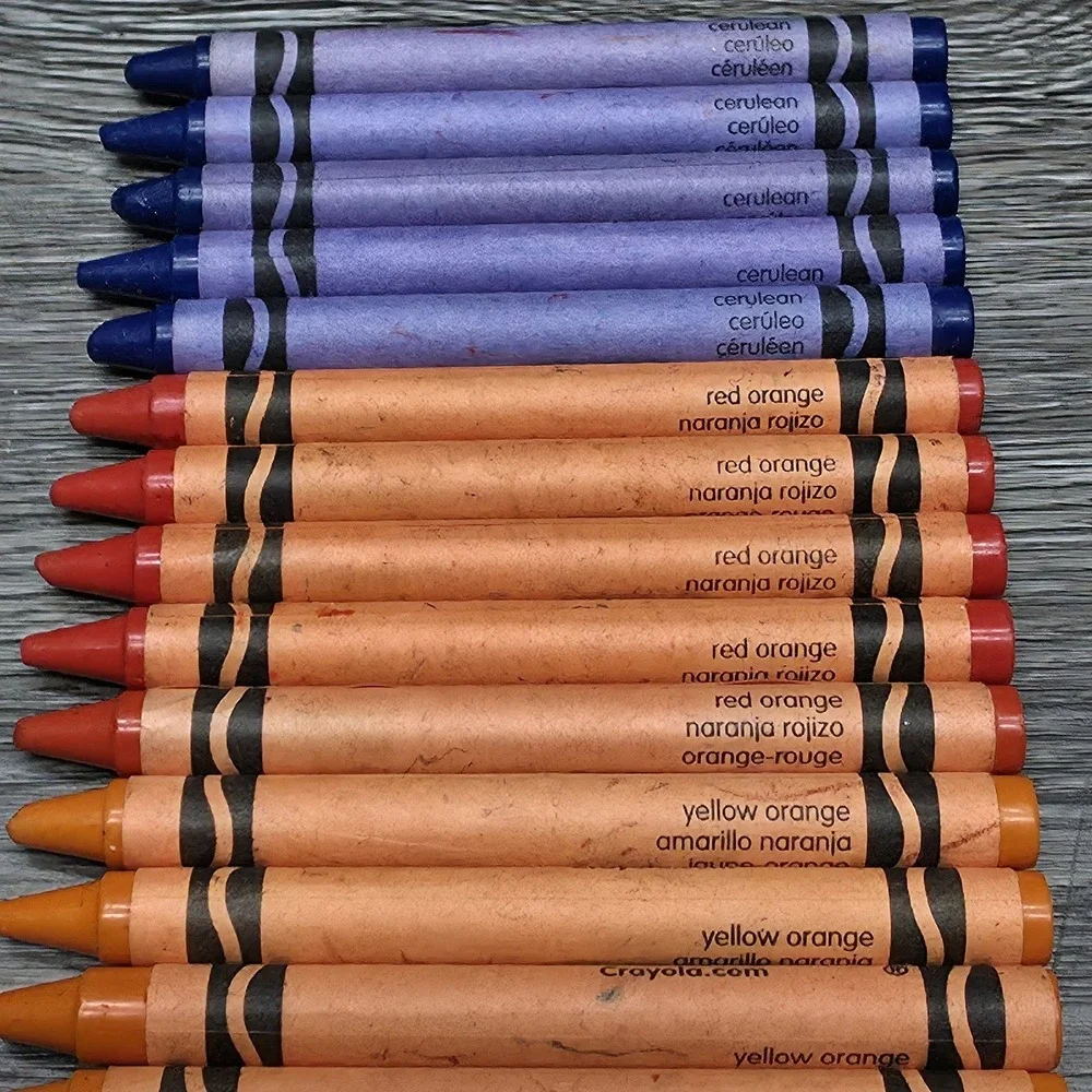 5 Sets Of 4 Rare Crayola Colors - Dandelion, Yellow Orange, Red Orange, Cerulean
